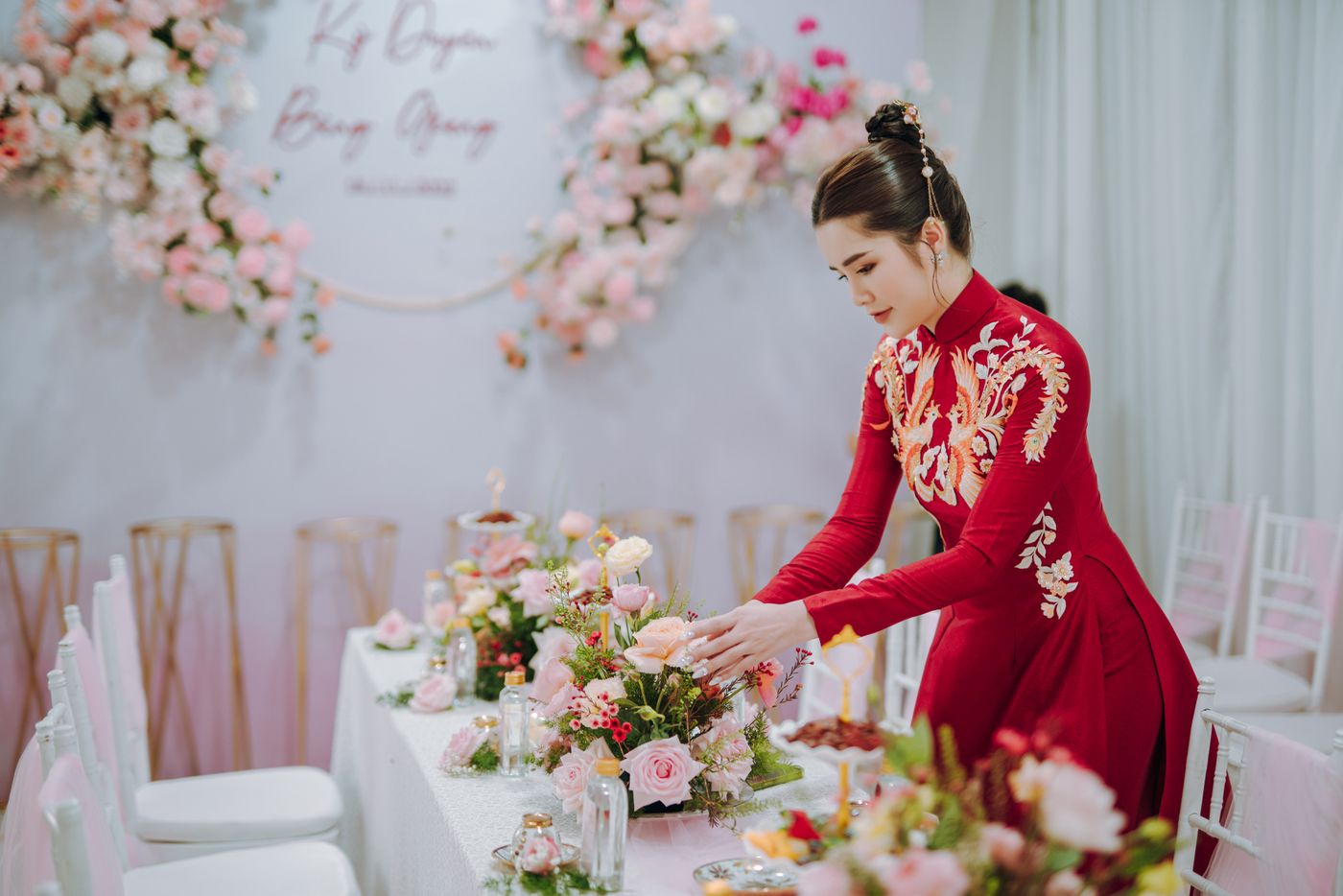 Event coordinators and supervisors preparing an event venue